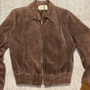 Vintage Men's Large Fieldmaster Suede Leather Brown Jacket Bomber style Sears